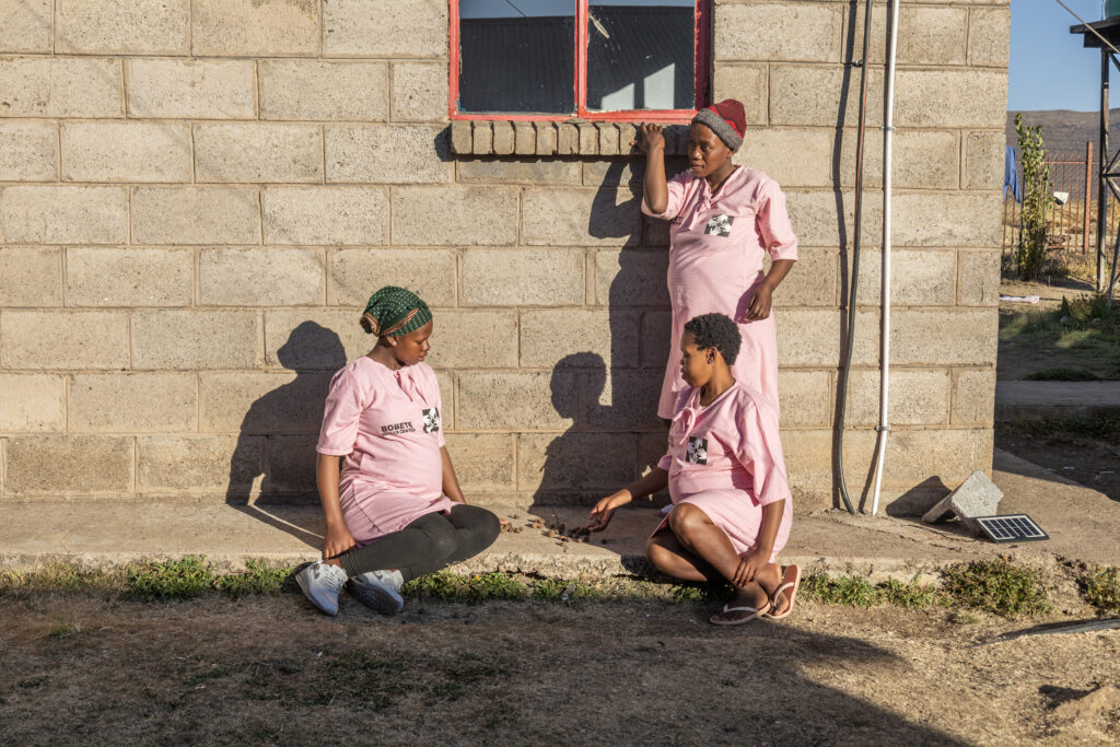 Mamatebele Lelefa, Maboikano Poroane and Maatisang Ts’oaeli wait for their babies to be born at the maternal waiting home at the Bobete Health Centre. Credit: Teboho Khofu / PIH